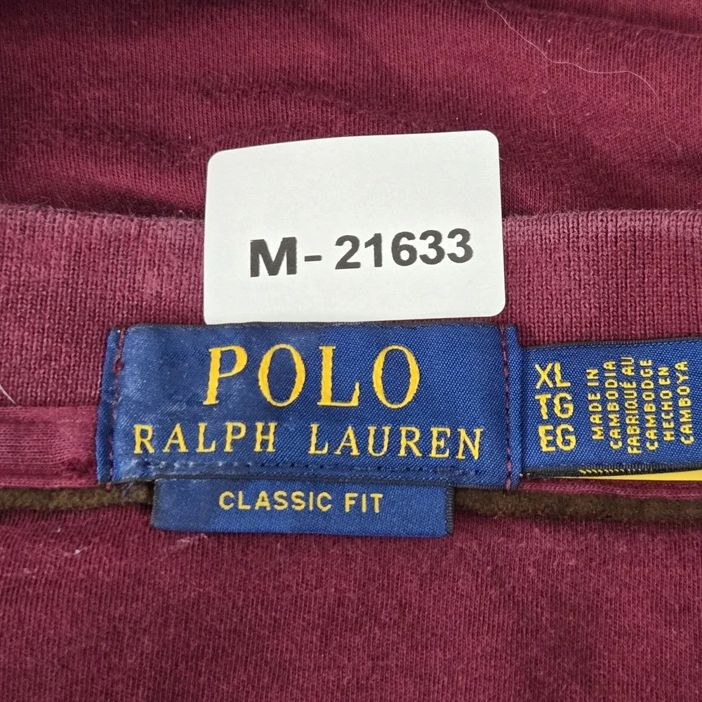 Polo Ralph Lauren Men Polo XL Burgundy Embroidered Rugby Logo Classic READ